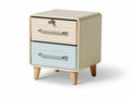 Modern nightstand with two drawers in pastel colors and wood legs 40 x 40 x 50cm