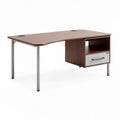Wooden office desk with drawer and open shelf in walnut finish 150 x 75 x 75cm