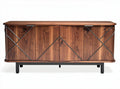 Wooden sideboard with geometric design and metal accents 180 x 45 x 75cm