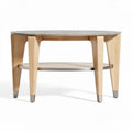 Round coffee table with wooden legs and concrete top 80 x 80 x 45cm