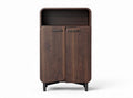 Wooden storage cabinet with two doors and open shelf 80 x 40 x 100cm