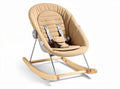 Baby rocking chair with wooden base and soft fabric seat in beige 70 x 60 x 75cm