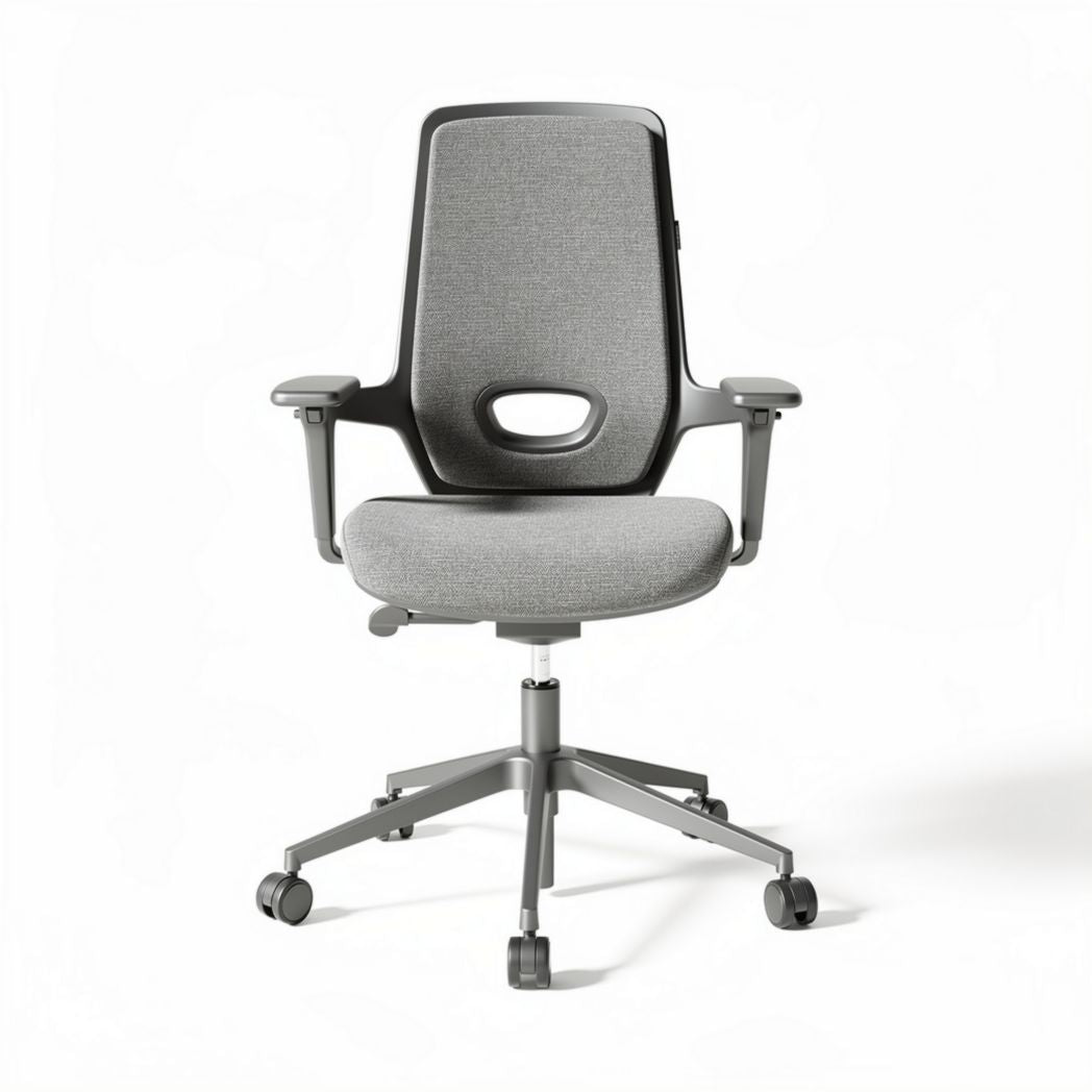 Ergonomic office chair with adjustable armrests in grey fabric 45 x 60 x 95cm