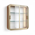 Wall-mounted glass display cabinet with LED lighting and wooden frame 50 x 30 x 60cm