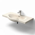 Bathroom sink with integrated countertop in beige stone finish dimensions 75 x 50 x 15cm