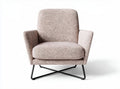 Contemporary armchair in soft beige fabric with black metal legs 80 x 80 x 85cm