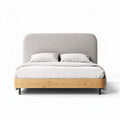Fabric upholstered bed frame with wooden base and minimalist design 200 x 160 x 110cm